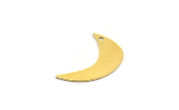 Brass Moon Charm, 12 Raw Brass Crescent Moon Charms With 1 Hole (22x7x0.60mm) A4715 Online Sale - Image 2