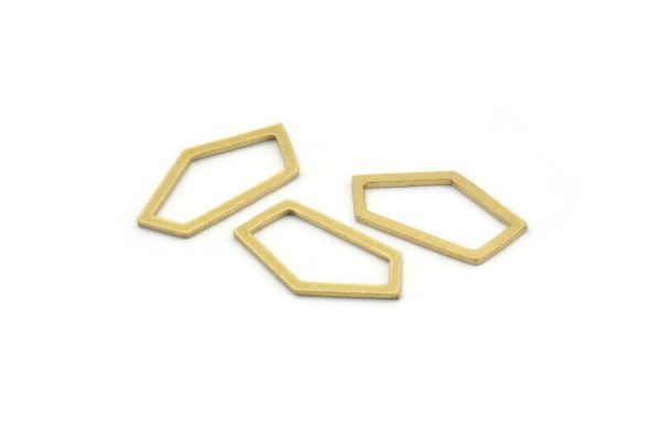 Brass Geometric Charm, 24 Raw Brass Pentagonal Charms, Earrings, Findings (23x12x1mm) A3781 on Sale - Image 2
