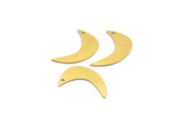 Brass Moon Charm, 12 Raw Brass Crescent Moon Charms With 1 Hole (22x7x0.60mm) A4715 Online Sale - Image 3