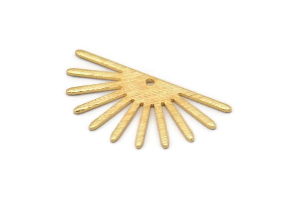 Gold Sun Charm, 4 Textured Gold Plated Brass Sun Charms With 1 Hole (16x30x0.80mm) M02313 Fashion