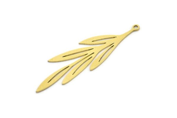 Brass Leaf Charm, 10 Raw Brass Leaf Charms With 1 Loop, Charm Pendants (48x15x0.60mm) A3458 Online