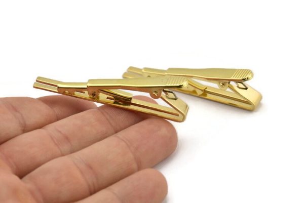 Brass Tie Clip, 4 Raw Brass Tie Bar Clip, Wedding Gift (55mm) A3806 Online Sale - Image 4