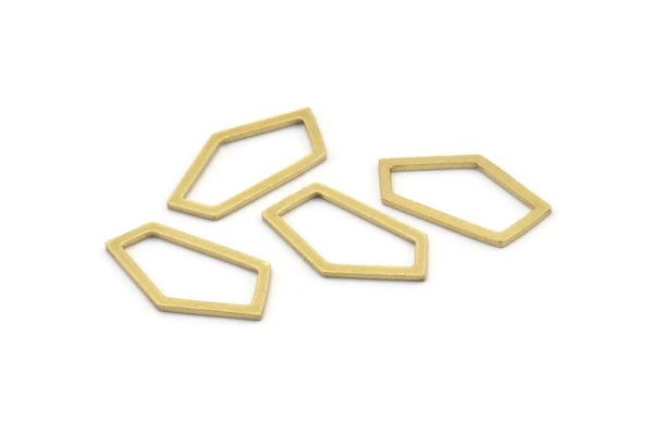 Brass Geometric Charm, 24 Raw Brass Pentagonal Charms, Earrings, Findings (23x12x1mm) A3781 on Sale - Image 3