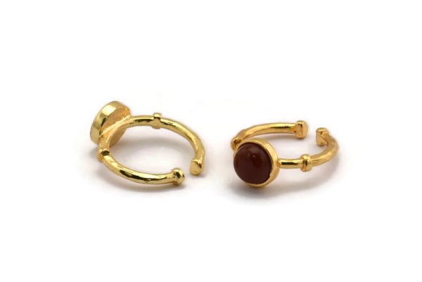 Gold Ring Setting, Gold Plated Brass Round Ring With 1 Stone Setting - Pad Size 8mm N1564 Fashion - Image 2