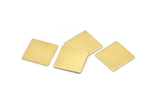 Brass Square Blank, 4 Raw Brass Square Blanks, Stamping Blanks (18x1mm) A2583 Online - Image 3