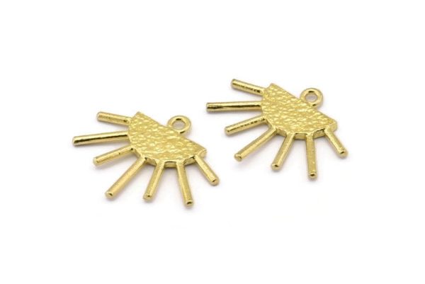 Sun Ethnic Pendant , 6 Raw Brass Sun Ethnic Pendants With 1 Loop, Findings, Charms (21x17x1.50mm) E479 For Sale