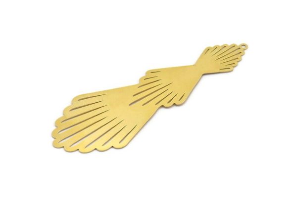 Brass Earring Charm 6 Raw Brass Ethnic Motif Earring Charms With 1 Loop Pendants, Findings (74x27x0.40mm) E490 Fashion