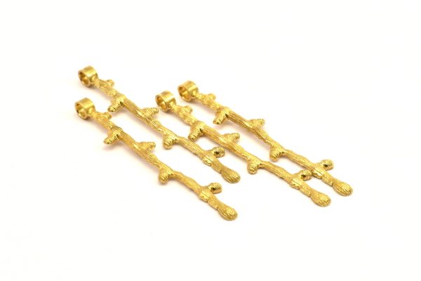 Brass Bar Pendant, 6 Raw Brass Textured  Pendant with 1 Loop (55mm) N0295 on Sale