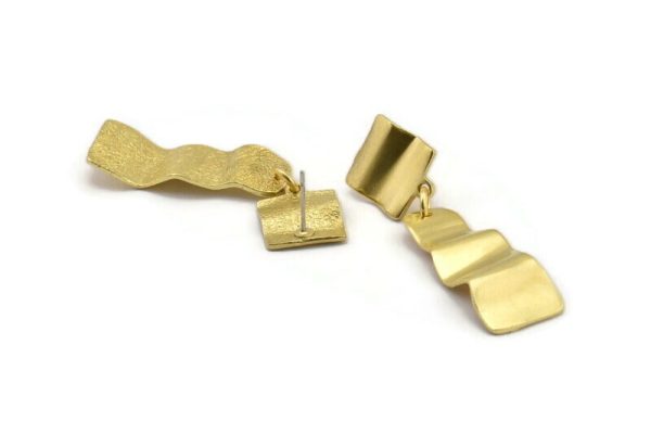 Earring Studs, 2 Raw Brass - Irregular Shaped Stud Earrings - Brass Earrings - Earrings (50x13x1.2mm) N2145 Online Sale