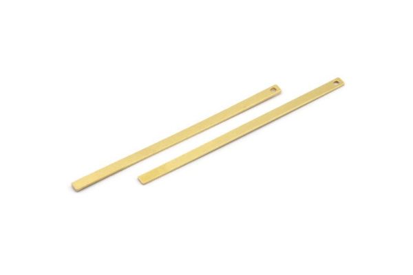 Long Bar Charm, 12 Raw Brass Bar Shaped Charms With 1 Hole, Pendants, Earring Findings (70x3x0.80mm) A4095 Discount