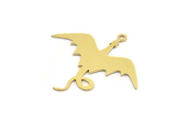 Brass Dragon Charm, 10 Raw Brass Dragon Shaped Charms With 1 Loop, Pendants, Findings (30x34x0.60mm) A4363 Sale