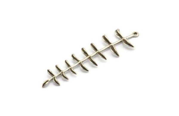 Silver Leaf Charm, 2 Antique Silver Plated Brass Leaf Charms With 1 Loop (62mm) N1367 Supply