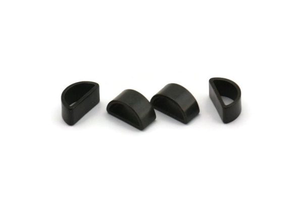 Black Half Moon - 12 Brass Black Oxidized  Semi Circle Thick Cut Connectors, Bracelet Finding, Bracelet Charm (6x11x0.8x5mm) D0116 S513 Supply