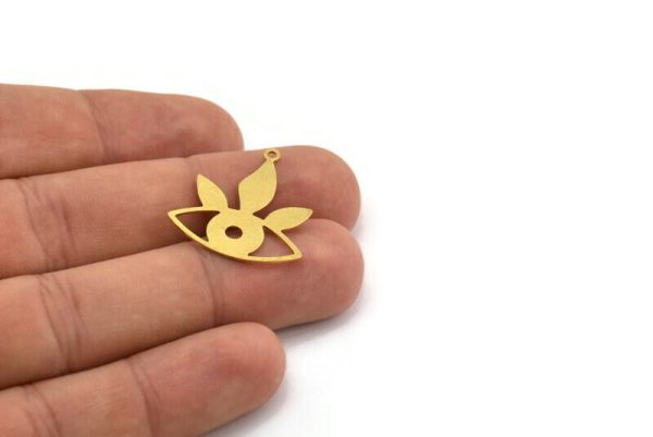 Brass Eye Charm, 10 Raw Brass Eye Charms With 1 Loop (26x24x0.60mm) A5378 Sale - Image 4