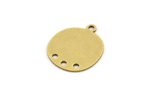 Brass Round Charm, 12 Raw Brass Irregular Shaped Round Charms With 1 Loop And 3 Hole, Pendant Charms (17x14x0.60mm) A3229 For Cheap