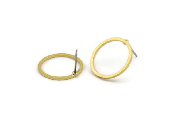 Brass Circle Earring, 10 Raw Brass Circle Stud Earrings (17x1x1mm) BS 1097 A4282 Online Sale