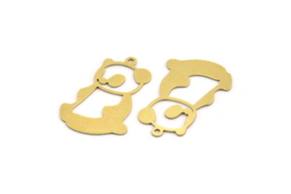 Brass Bear Charm, 8 Raw Brass Panda Bear Shaped Charms With 1 Loop, Earring Charm Findings (30.5x19x0.60mm) A5223 Fashion - Image 3