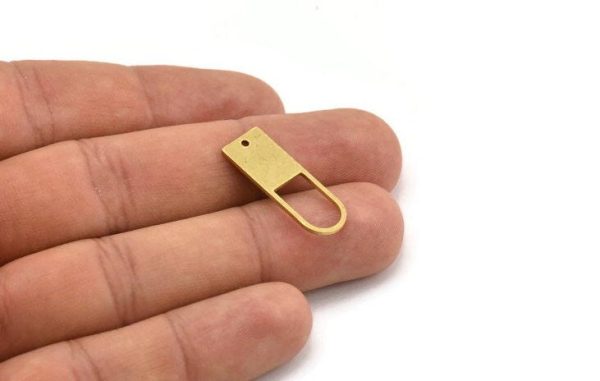 Brass D Shaped Charm, 12 Raw Brass D Shaped Charms With 1 Hole, Earrings, Findings (26x9x1mm) A5021 Online Hot Sale - Image 4