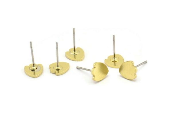Brass Flower Earring, 12 Raw Brass Tulip Flower Shaped Stud Earrings (8x7x1mm) A3699 For Cheap - Image 2