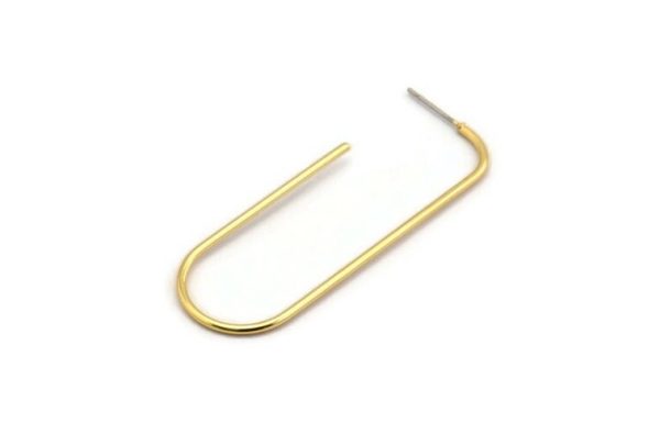 Gold Earring Wires, 2 Gold Plated Brass Earring Studs (57x20x1.5mm) D1622 H0893 Online Hot Sale