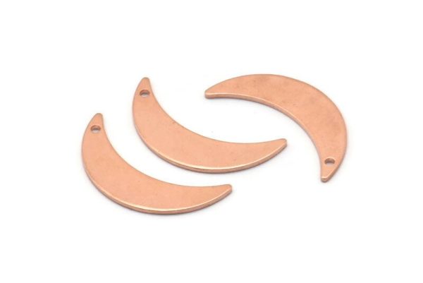 Copper Moon Charm, 8 Raw Copper Crescent Moon Charms With 1 Hole (22x6x0.80mm) M03125 Hot on Sale - Image 2