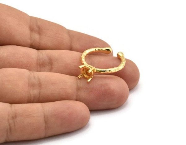 Adjustable Ring Settings - Gold Plated Brass 4 Claw Ring Blank - Pad Size 6mm N0318 Online Hot Sale - Image 3