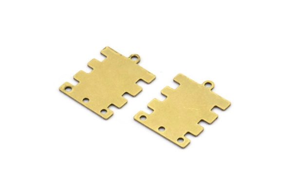 Brass Rectangle Charm, 12 Raw Brass Rectangle Charms With 4 Holes, Earring Charms, Connectors (18x14x0.60mm) A3123 Sale - Image 2