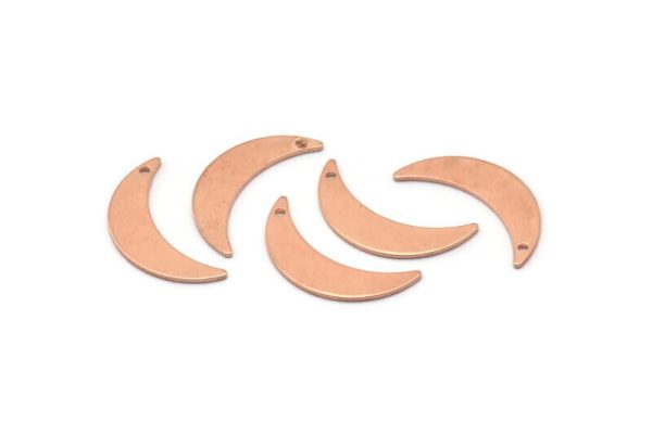 Copper Moon Charm, 8 Raw Copper Crescent Moon Charms With 1 Hole (22x6x0.80mm) M03125 Hot on Sale - Image 4