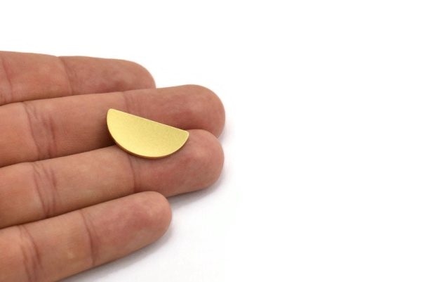 Semi Circle Blank, 10 Raw Brass Half Moon Blanks, Stamping Brass, Stamping Blanks, Findings (24x13x0.80mm) A5369 Online - Image 4