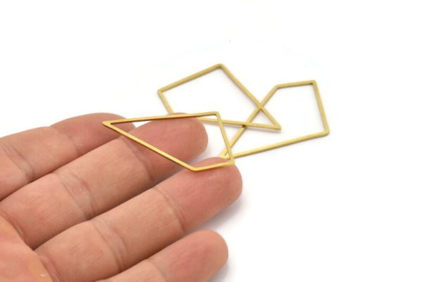 Brass Triangle Charm, 10 Raw Brass Triangle Connectors, Rings, Charms (41x23x0.80mm) A3846 For Discount - Image 4