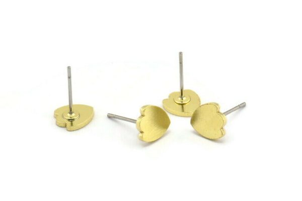 Brass Flower Earring, 12 Raw Brass Tulip Flower Shaped Stud Earrings (8x7x1mm) A3699 For Cheap